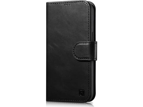 iCarer iCarer Oil Wax Lommebokveske 2-i-1 iPhone 14 Plus-deksel Lær Flip Cover Anti-RFID Svart (WMI14220723-BK)