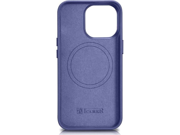 iCarer iCarer Deksel Skinndeksel naturlig skinnveske til iPhone 14 Pro Max lys lilla (WMI14220708-LP) (kompatibel med MagSafe)