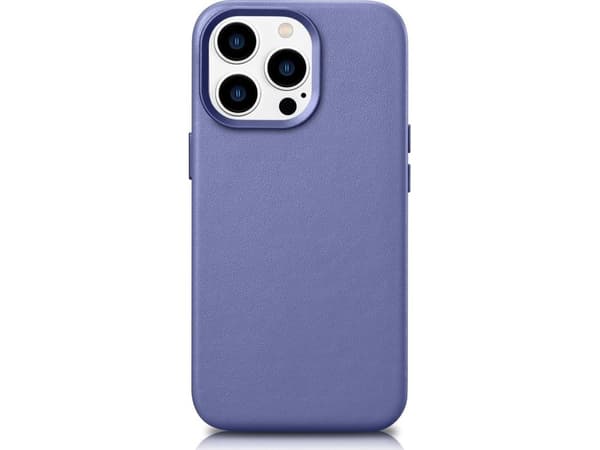 iCarer iCarer Deksel Skinndeksel naturlig skinnveske til iPhone 14 Pro Max lys lilla (WMI14220708-LP) (kompatibel med MagSafe)
