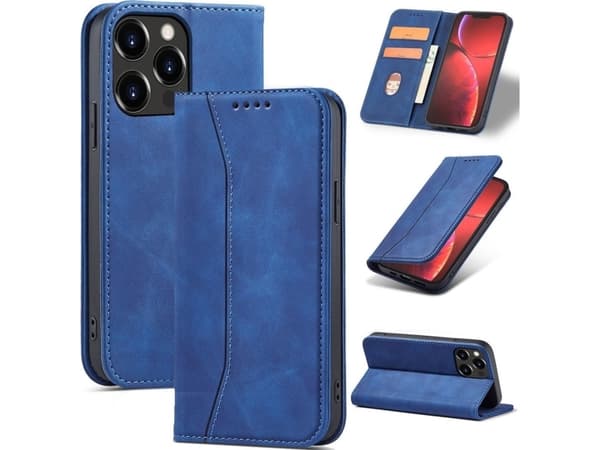 Hurtel Magnet Fancy Case iPhone 14 Pro Max deksel med klaff lommebokstativ blå