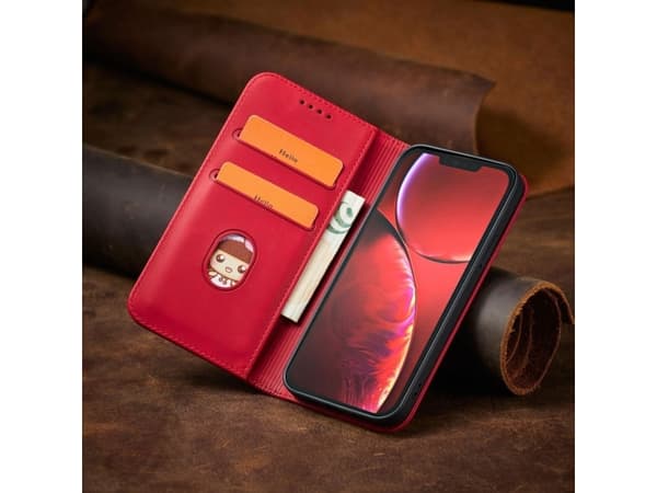 Hurtel Magnet Fancy Case iPhone 14 Plus tapauksessa läppä lompakko jalusta punainen