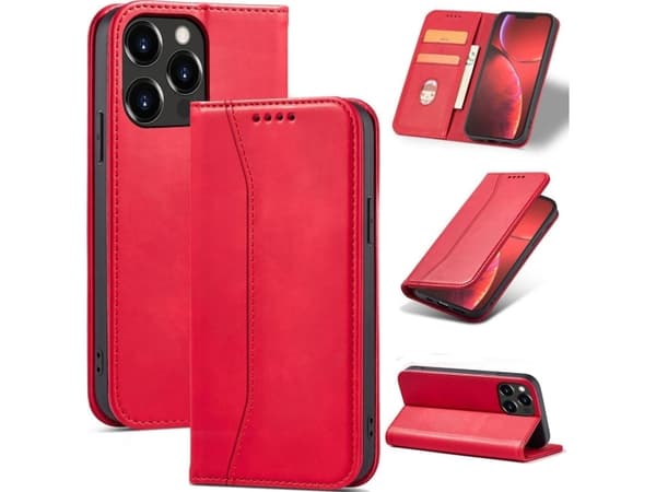 Hurtel Magnet Fancy Case iPhone 14 Plus tapauksessa läppä lompakko jalusta punainen