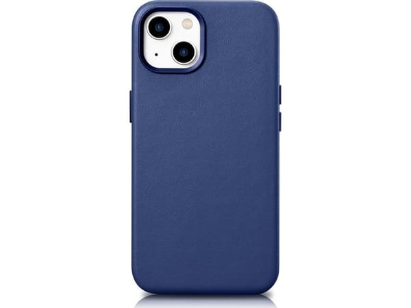 iCarer iCarer Deksel Lærdeksel naturlig skinnveske til iPhone 14 blå (WMI14220705-BU) (kompatibel med MagSafe)