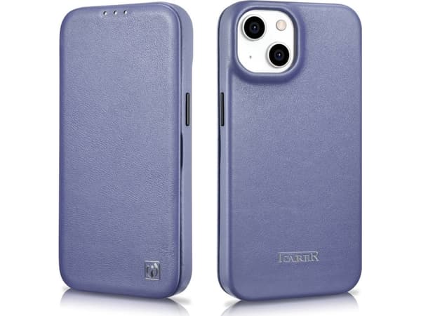 iCarer iCarer CE Premium Leather Folio Case iPhone 14 Plus Leather Flip Case Magnetic MagSafe lys lilla (WMI14220715-LP)