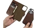 Miniatyrbilde 4 av 5: iCarer iCarer Oil Wax Wallet Case 2-i1-veske iPhone 14 Pro Max Leather Flip Cover Anti-RFID Brun (WMI14220724-BN)