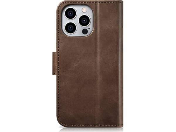 iCarer iCarer Oil Wax Wallet Case 2-i1-veske iPhone 14 Pro Max Leather Flip Cover Anti-RFID Brun (WMI14220724-BN)