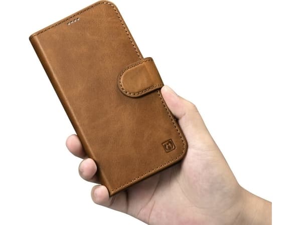 iCarer iCarer Öljyvaha lompakkokotelo 2in1 iPhone 14 Pro Max nahkakotelo Anti-RFID läppä ruskea (WMI14220724-TN)