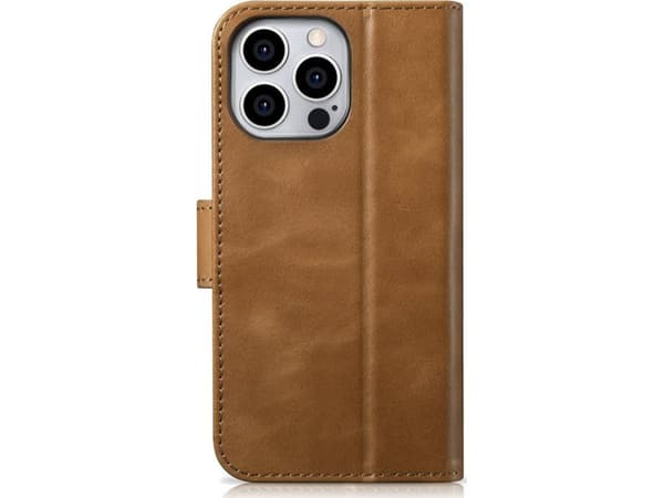 iCarer iCarer Öljyvaha lompakkokotelo 2in1 iPhone 14 Pro Max nahkakotelo Anti-RFID läppä ruskea (WMI14220724-TN)
