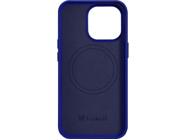 iCarer iCarer Litchi Premium Leather Case magnetisk lærveske for iPhone 14 Pro Max med MagSafe mørkeblå (WMI14220712-DB)