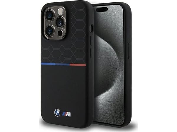 Dėklas BMW BMHMP15L22SMPK iPhone 15 Pro 6.1" juoda/juodas kovakotelo M Silikoni kuvio MagSafe