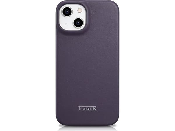 iCarer iCarer CE Premium Leather Folio Case iPhone 14 Plus Leather Flip Case Magnetic MagSafe Dark Purple (WMI14220715-DP)