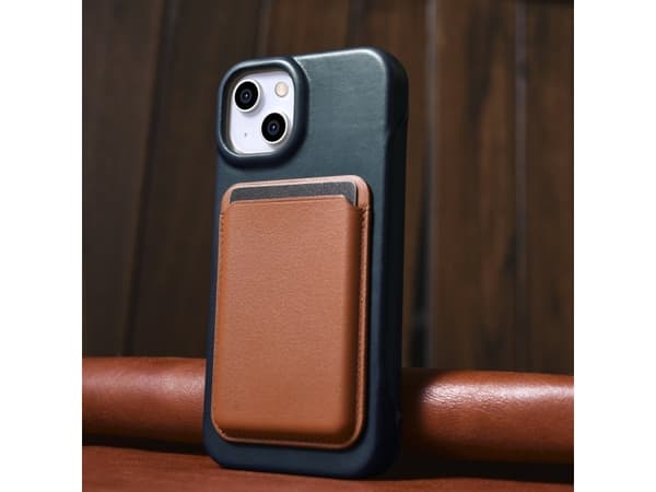 iCarer iCarer CE Öljyvaha Premium Leather Folio Case iPhone 14 Plus nahkakotelo magneettiläpällä MagSafe sininen (AKI14220707-BU)