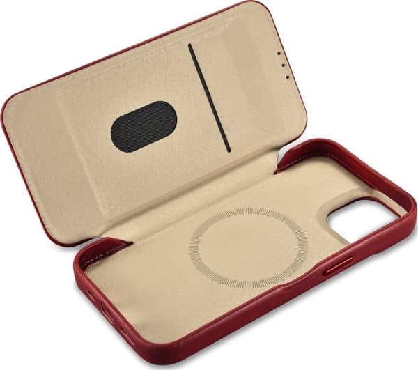 iCarer iCarer CE Oil Wax Premium Leather Folio Case iPhone 14 Plus Lærveske med Flip Magnetic MagSafe rød (AKI14220707-RD)