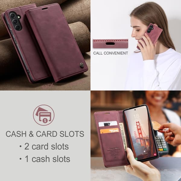 CASEME Plånboksfodral Samsung Galaxy S23 FE - Vinröd