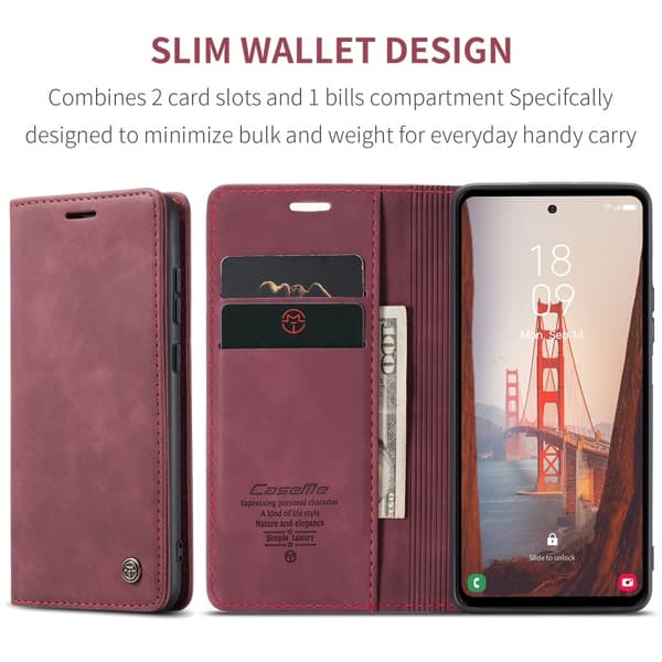 CASEME Plånboksfodral Samsung Galaxy S23 FE - Vinröd
