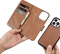 Miniatyrbilde 3 av 5: iCarer iCarer Lommebokveske 2-i-1 iPhone 14 Pro-deksel Skinnflipdeksel Anti-RFID Brun (WMI14220726-BN)