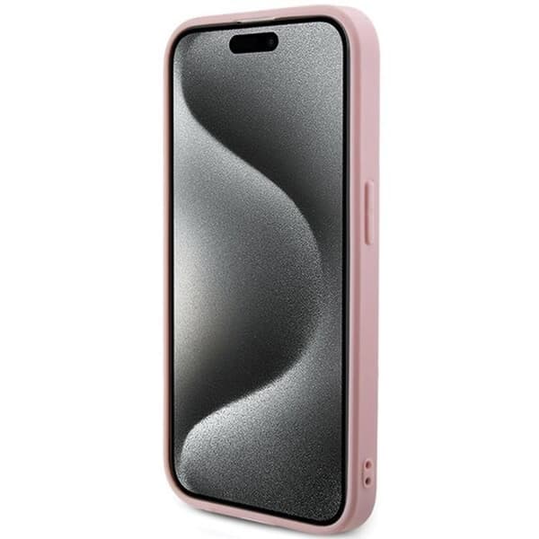 Guess iPhone 15 Pro Max Mobilskal Saffiano Iridescent Script - Rosa