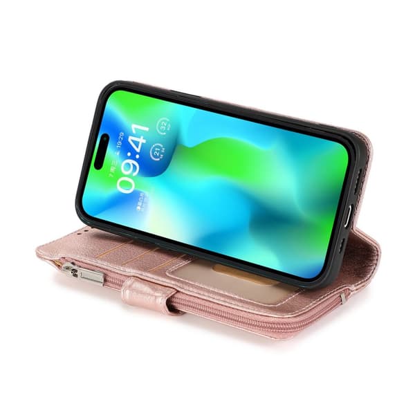 iPhone15ProMax - Flip-Fodral med Axelrem, Fodral med Dragkedja och Kortfack