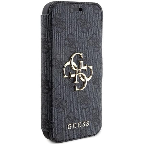 Guess iPhone 15 Pro Plånboksfodral Metall Logo - Grå