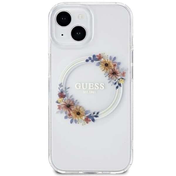 Guess iPhone 15 Mobilskal Magsafe IML Flowers Wreatch