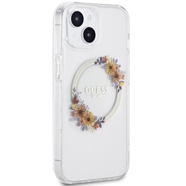 Guess iPhone 15 Mobilskal Magsafe IML Flowers Wreatch