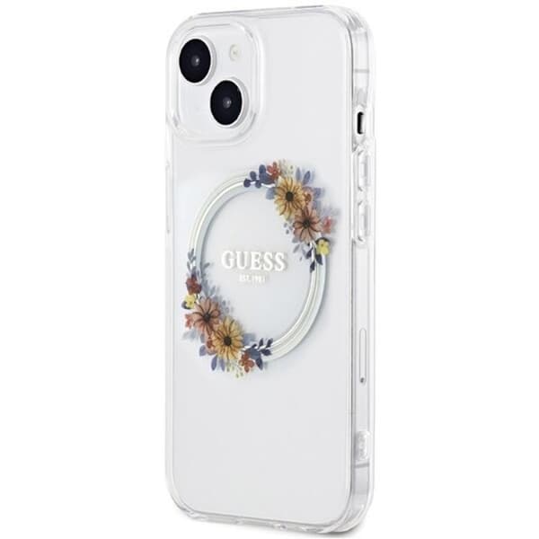 Guess iPhone 15 Mobilskal Magsafe IML Flowers Wreatch