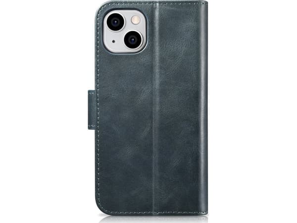 iCarer iCarer Plånboksfodral med olja och vax 2in1 iPhone 14 läderfodral med anti-RFID-flik blå (WMI14220721-BU)