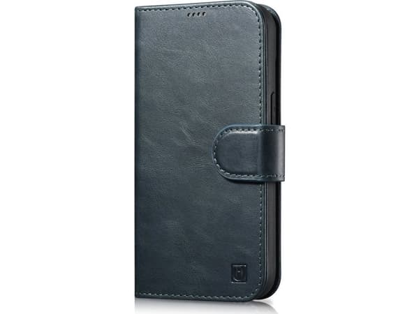 iCarer iCarer Plånboksfodral med olja och vax 2in1 iPhone 14 läderfodral med anti-RFID-flik blå (WMI14220721-BU)
