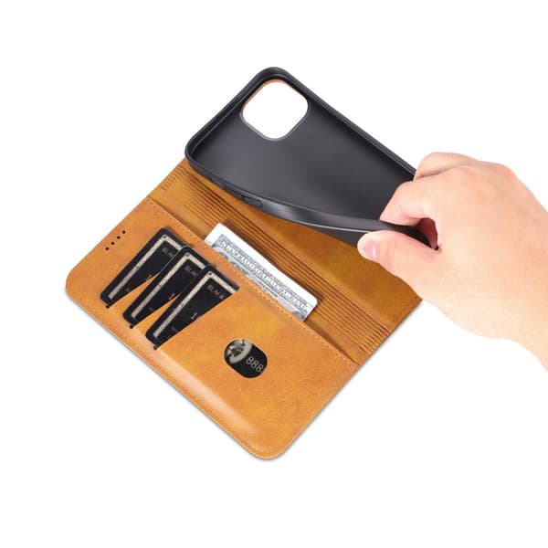 iPhone 15 - Plånboksfodral 3-kortfack i Läder