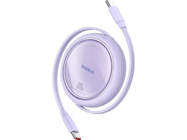 Baseus Free2Draw Mini USB-C - USB-C uttrekkbar kabel 100W 1m - lilla