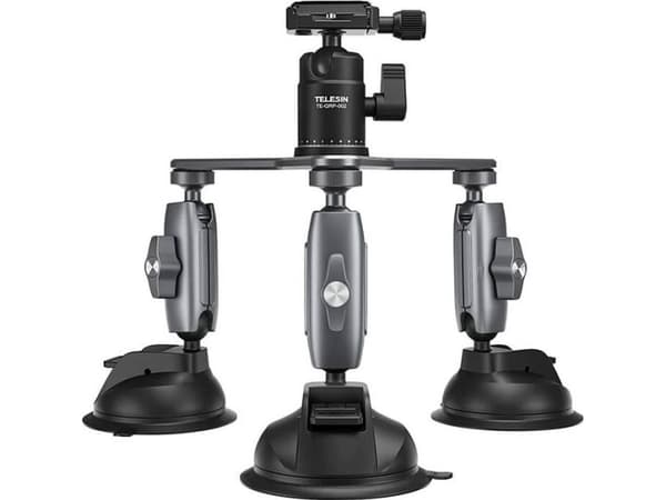 Telesin three-arm suction cup mount for phones and sports cameras