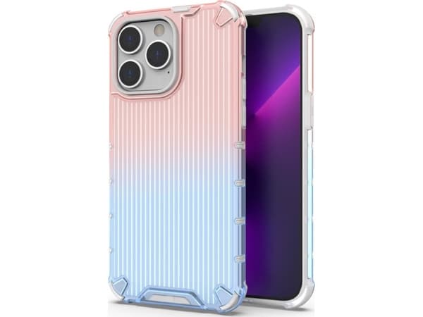 Hurtel Ombre Protect Case iPhone 14 Pro Max panssaroitu tapauksessa vaaleanpunainen ja sininen