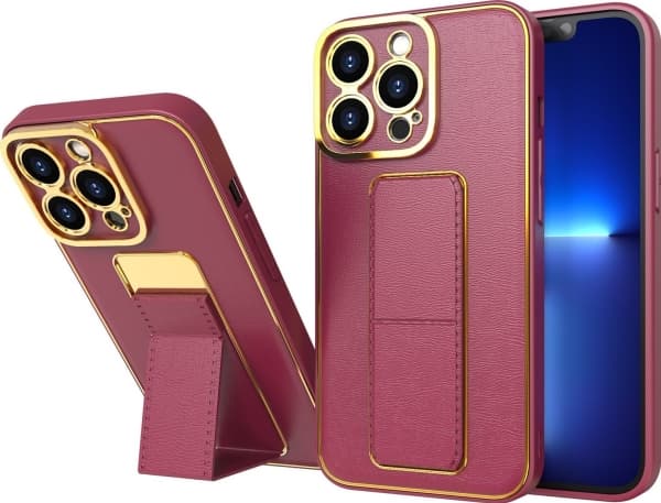 Hurtel New Kickstand Case-deksel til iPhone 12 Pro med stativ, rød