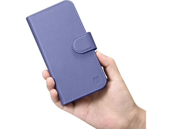 iCarer iCarer Lommebokveske 2-i-1 iPhone 14 Pro Max-deksel Skinnflipdeksel Anti-RFID lys lilla (WMI14220728-LP)