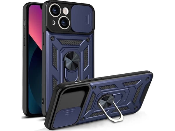 Hurtel Hybrid Armor Camshield iPhone 13 pansarskal med kameraskydd blå
