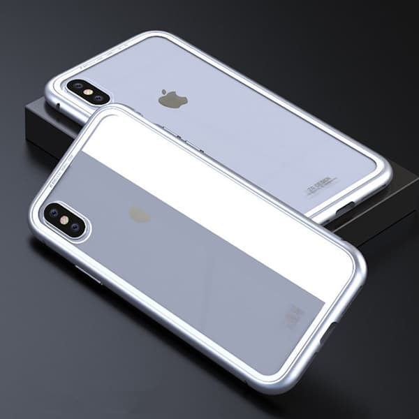 CAFELE iPhone X/XS Glassdeksel med magnetisk lås for i sølvfarge
