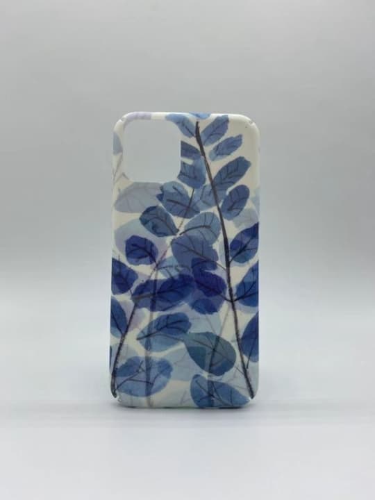 Marmor-etui med blå blader til iPhone 11 Pro Max