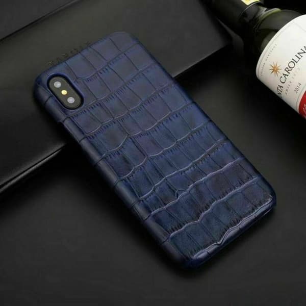 Skal till iPhone XS Max i läder, Mörkblå