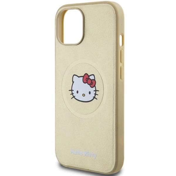 Hello Kitty iPhone 14 Mobilskal Magsafe Läder Kitty Head - Guld
