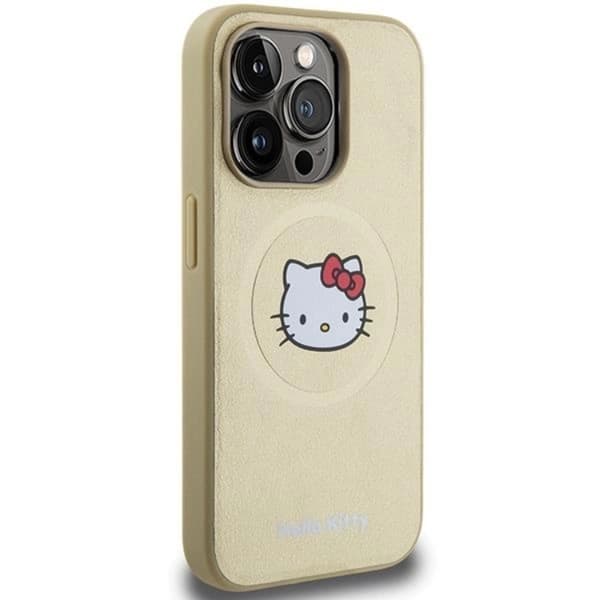 Hello Kitty iPhone 13 Pro Max Mobilskal Magsafe Läder Kitty Head - Guld