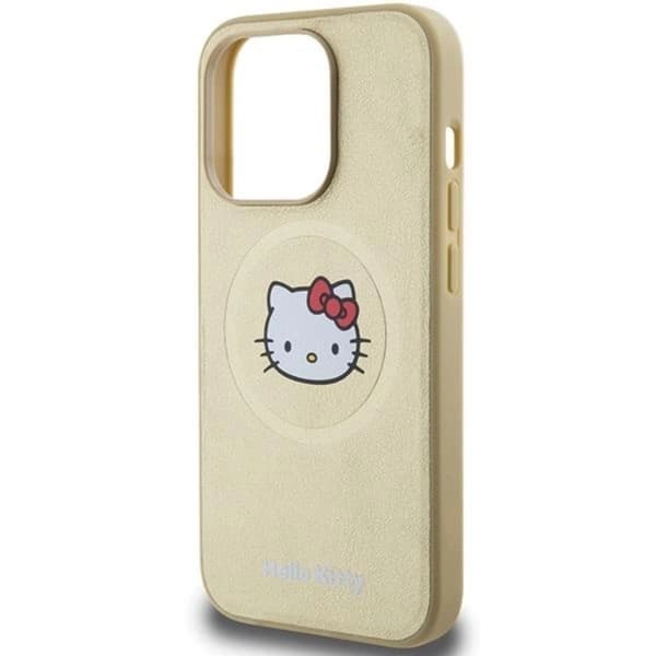 Hello Kitty iPhone 13 Pro Max Mobilskal Magsafe Läder Kitty Head - Guld