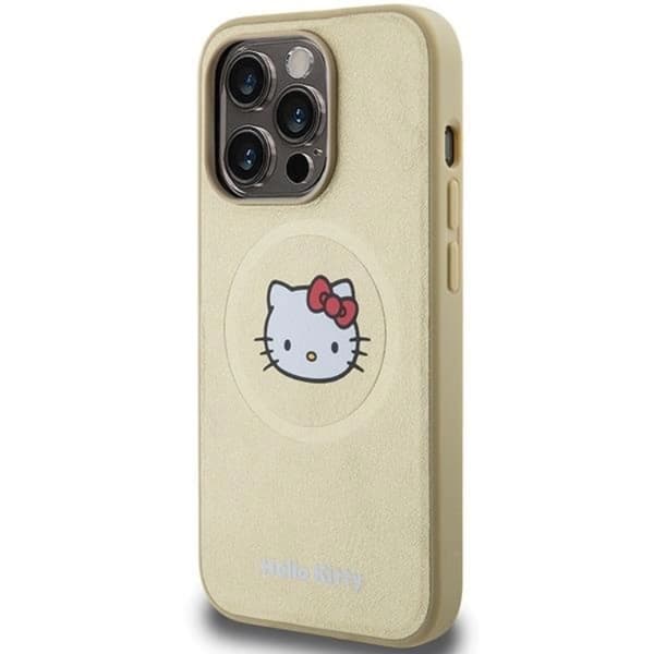 Hello Kitty iPhone 13 Pro Max Mobilskal Magsafe Läder Kitty Head - Guld