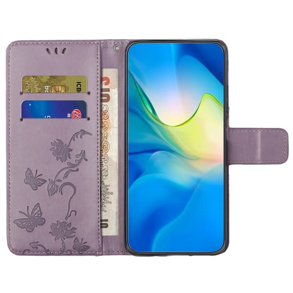 Läderfodral Fjärilar Samsung Galaxy A15 Lila