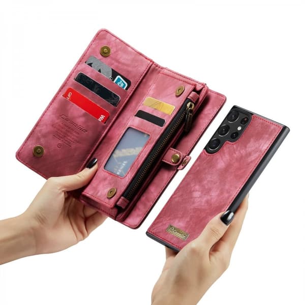 CaseMe Multi-Slot 2 i 1 Plånboksfodral Galaxy S24 Ultra Röd