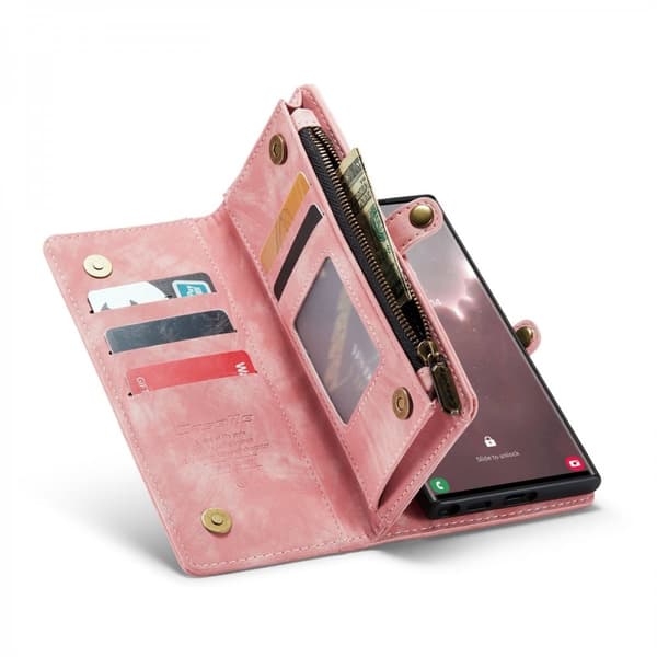 CaseMe Multi-Slot 2 i 1 Plånboksfodral Galaxy S24 Ultra Rosa