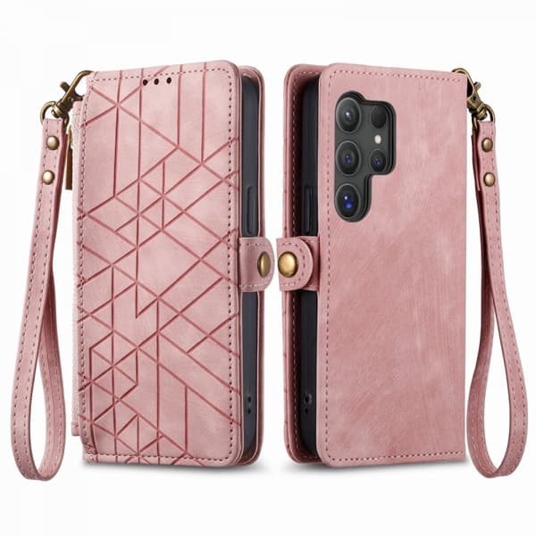 Zipper Plånboksfodral Samsung Galaxy S24 Ultra Rosa