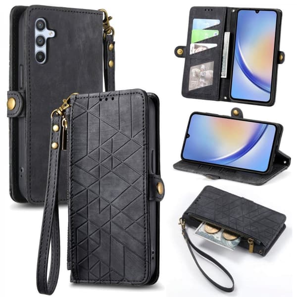 Zipper Plånboksfodral Samsung Galaxy A14 Svart