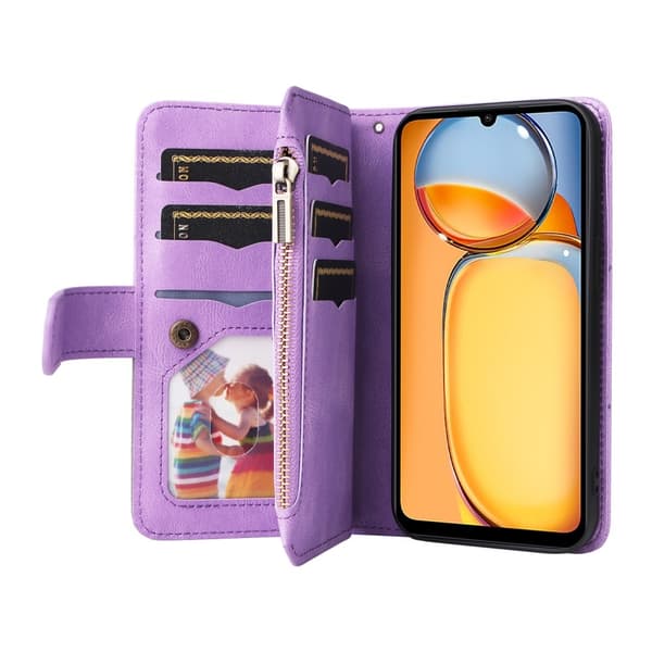 KT Wallet Case til Xiaomi Redmi 13C - Lilla-sort