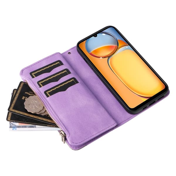 KT Wallet Case til Xiaomi Redmi 13C - Lilla-sort
