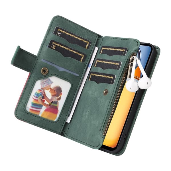 KT Wallet Case til Xiaomi Redmi 13C - Grøn-Rød